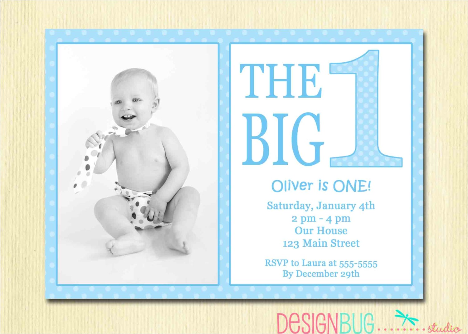 Birthday Invitation Cards for 1 Year Old Boy the Big E First Birthday Baby Boy Invitation Custom