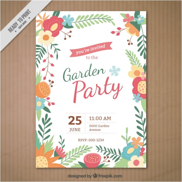 Birthday Invitation Frames Free Download Garden Party Invitation with A Floral Frame Vector Free