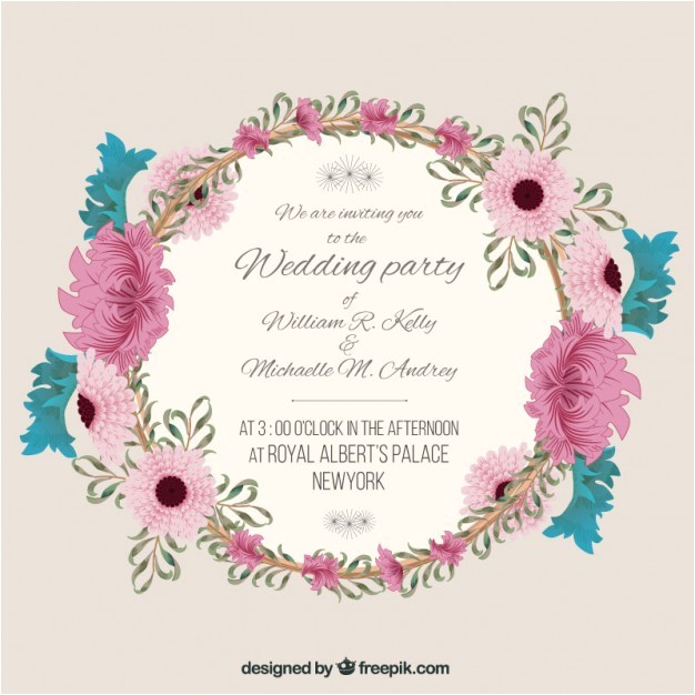 Birthday Invitation Frames Free Download Wedding Invitation with Floral Frame Vector Free Download
