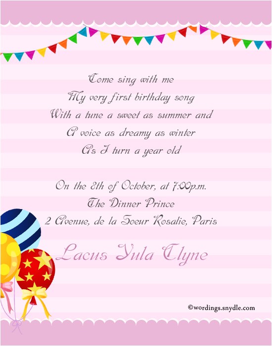 Birthday Invitation Message 1st Birthday Party Invitation Wording Wordings and Messages
