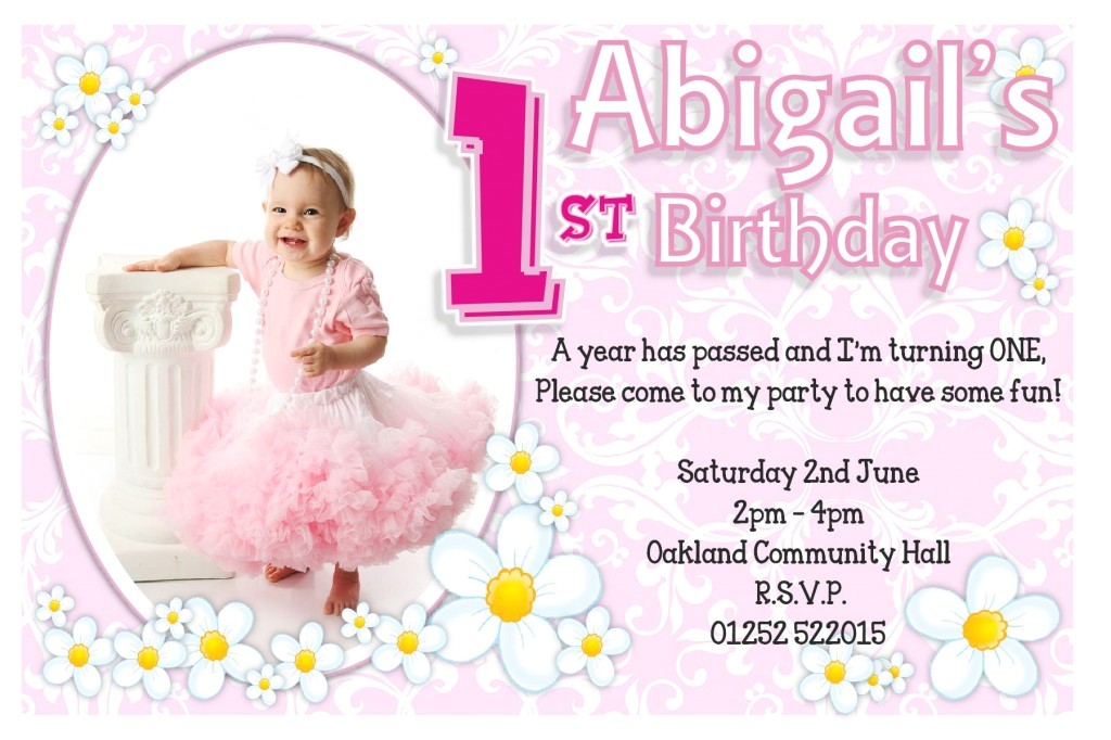 Birthday Invitation Sms for My Daughter 1st Birthday Invitations Ideas for Girl Bagvania Free