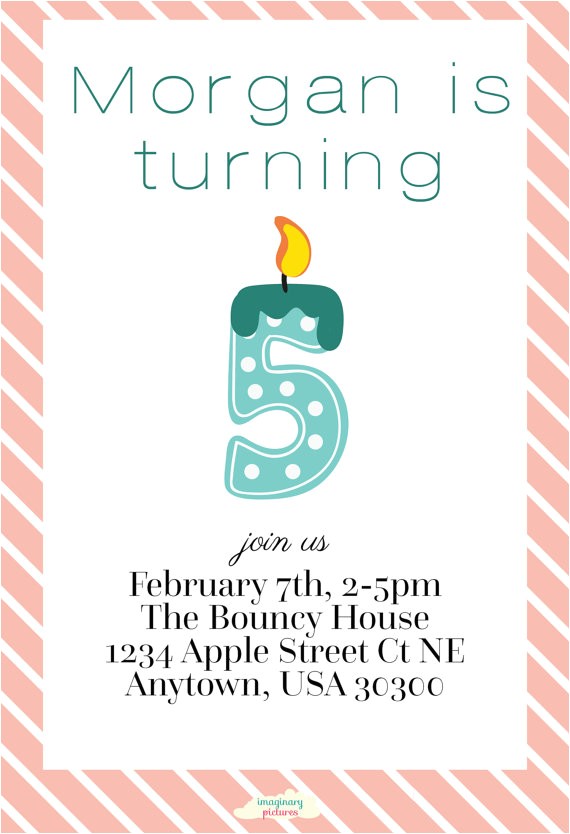 Birthday Invitation Sms for My Daughter Pink Striped Girls Birthday Invitation and Sms Mobile Evite