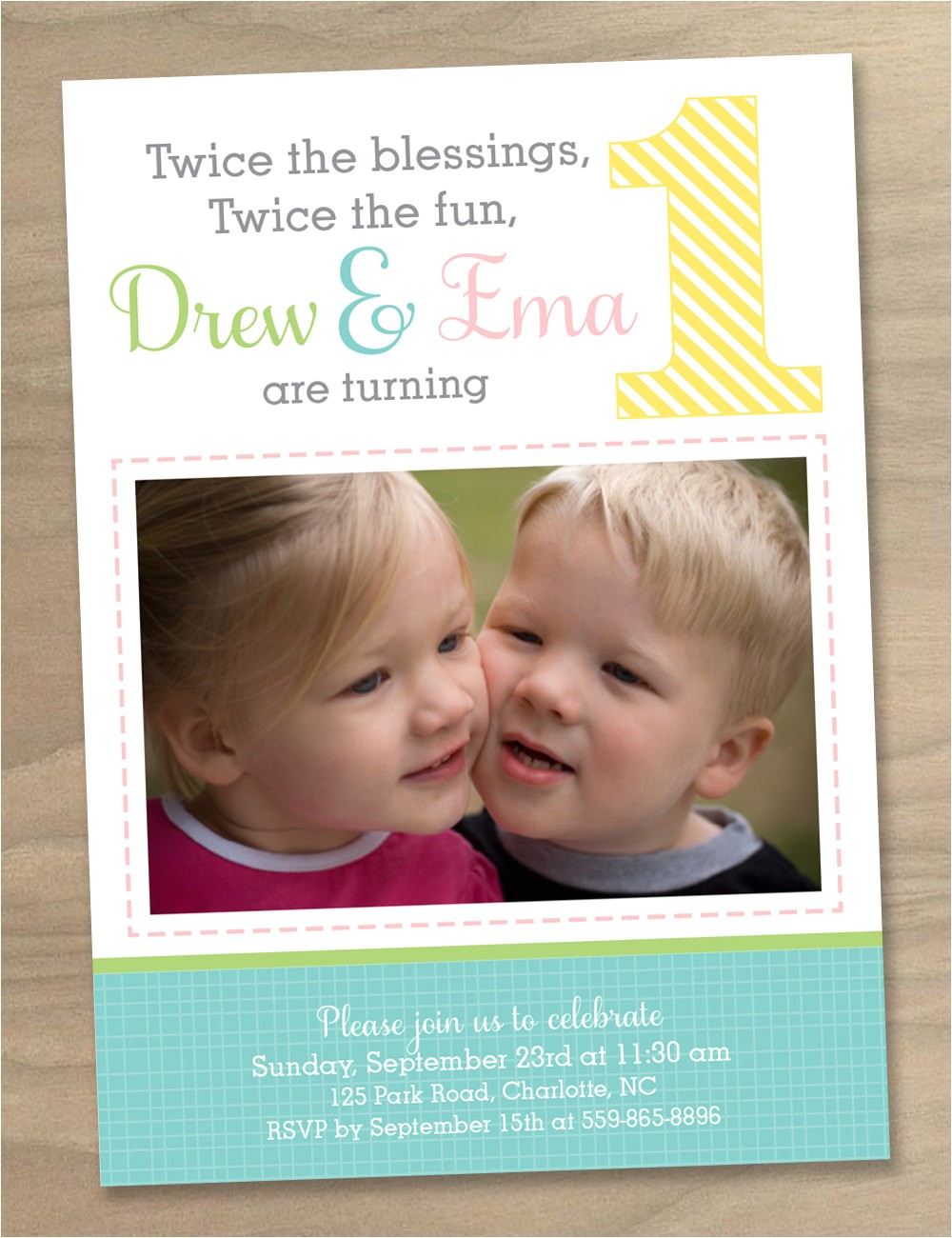 Birthday Invitations for Twins First Birthday Baby Girl and Boy Twins First 1st Birthday Invitation