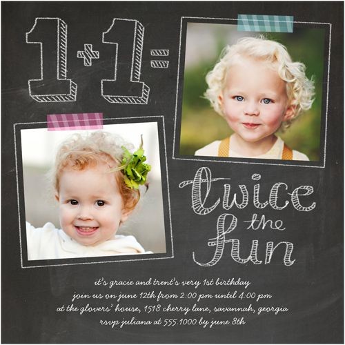 Birthday Invitations for Twins First Birthday Twice as Fun Twin Birthday Invitation