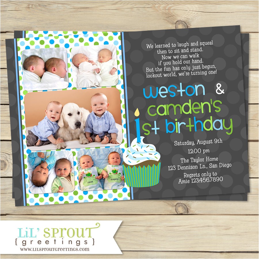 Birthday Invitations for Twins First Birthday Twin First Birthday Invitation Boy Twin 1st Birthday Invite