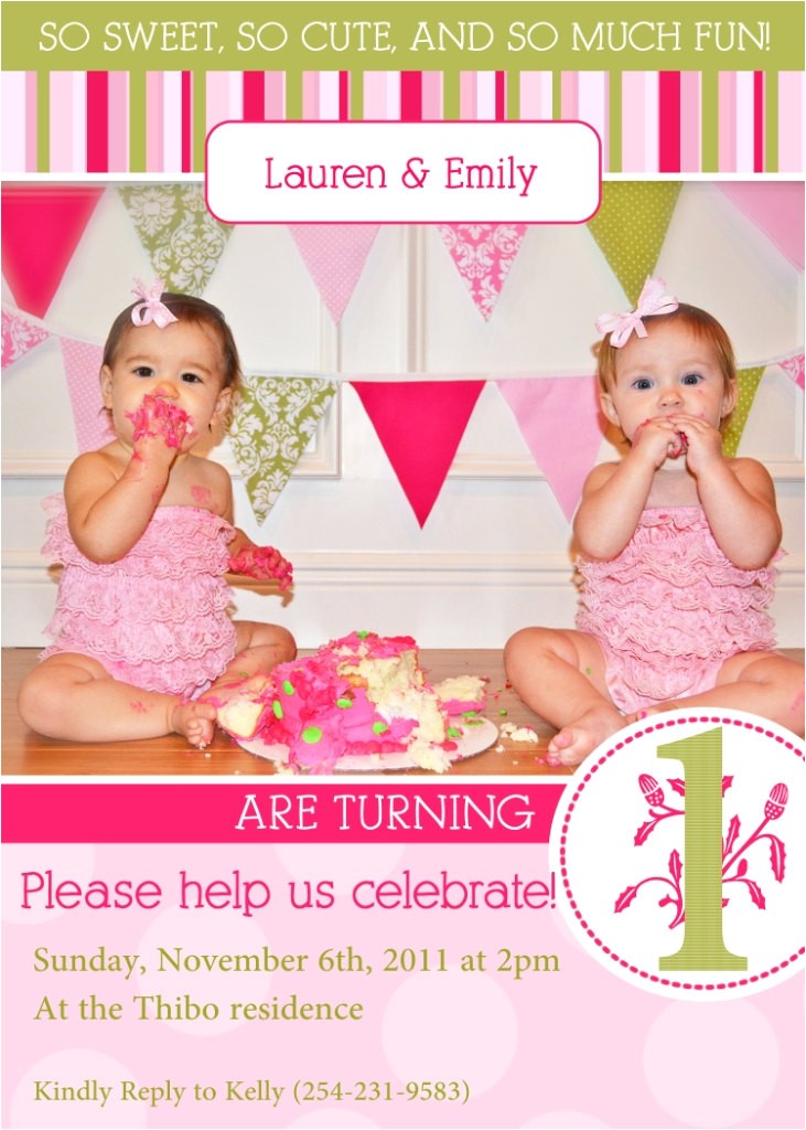 Birthday Invitations for Twins First Birthday Twins 1st Birthday Invitation You Print by Justmeprints On