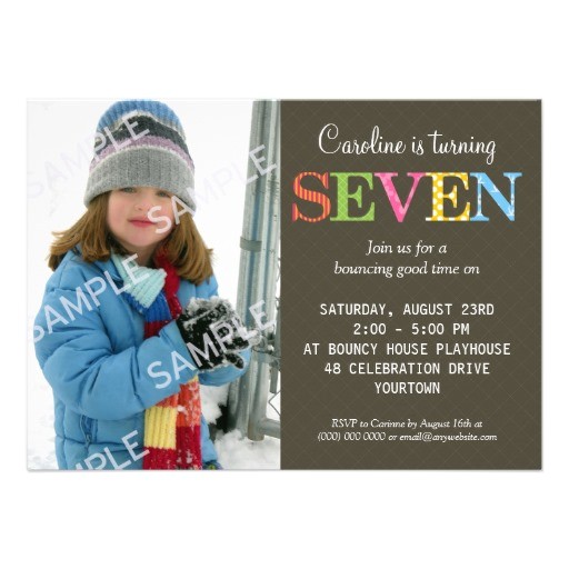 Birthday Invite Wording for 7 Year Old 7th Birthday Party Invitation Wording Free Invitation
