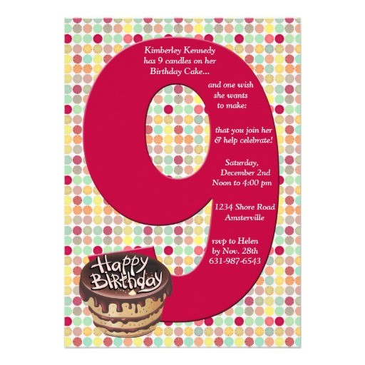 Birthday Invite Wording for 9 Year Old 9 Years Old Birthday Invitations Wording Free Invitation