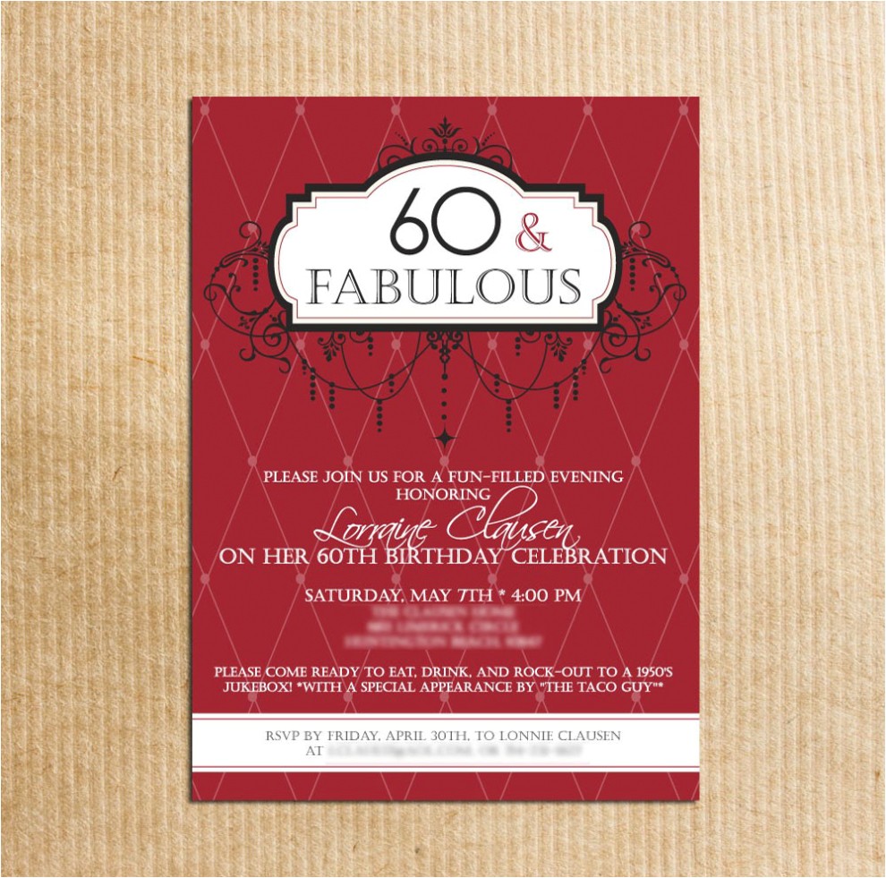 Birthday Party Invitations for 60 Year Old Birthday Birthday Invitations for 60 Year Old Man