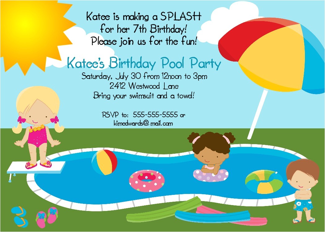Birthday Pool Party Invitation Ideas Bear River Greetings Pool Party Birthday Invitation