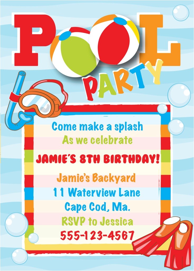 Birthday Pool Party Invitation Ideas Pool Party Birthday Invitation Boy