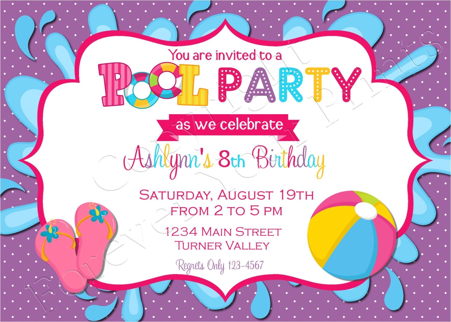 Birthday Pool Party Invitation Ideas Pool Party Birthday Invitation Free Thank You Card