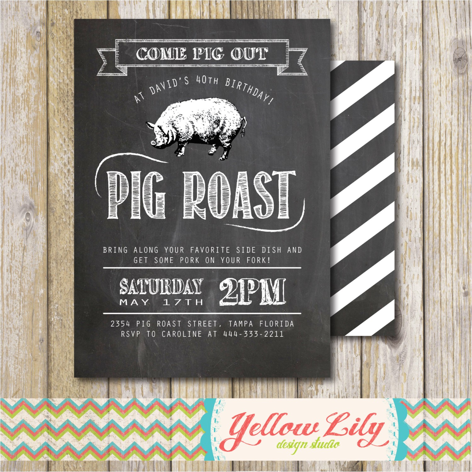 Birthday Roast Invitations Pig Roast Party Invitation Birthday House Warming Couples