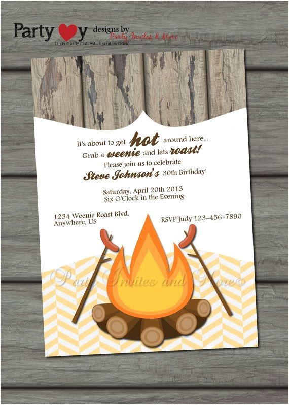 Birthday Roast Invitations Weenie Roast Adult Birthday Party
