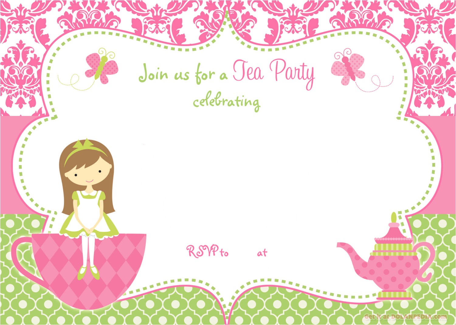 Birthday Tea Party Invitations Free Free Printable Tea Party Invitation Template for Girl