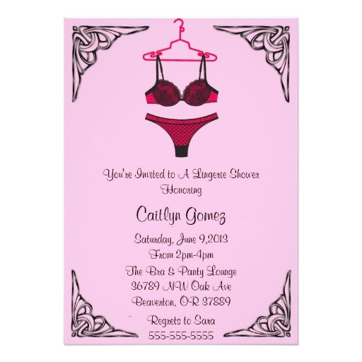 Black and Pink Bridal Shower Invitations Black & Pink Lingerie Bridal Shower Invitation