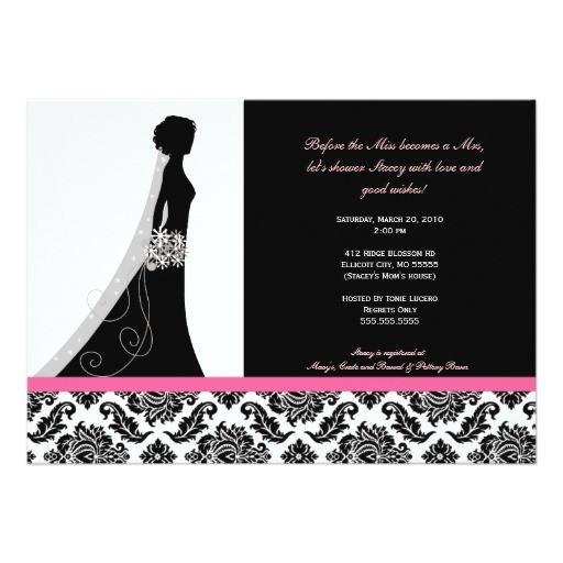 Black and Pink Bridal Shower Invitations Bridal Shower Invitations In Pink and Black Damask