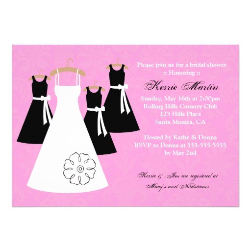 Black and Pink Bridal Shower Invitations Chic Pink and Black Bridal Shower Invitation 5" X 7