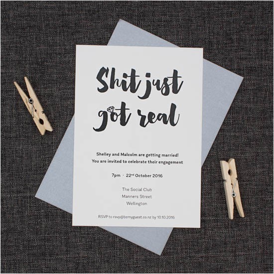 Black and White Engagement Party Invitations Just Got Real Black and White Engagement Party Invitation