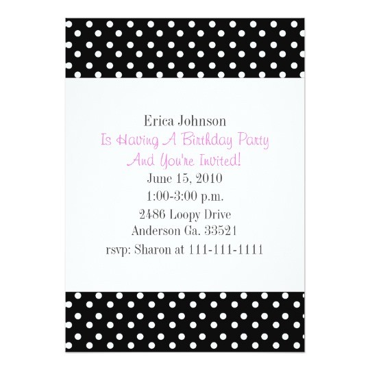 Black and White Polka Dot Birthday Invitations Black and White Polka Dot Print Party Invitation Zazzle