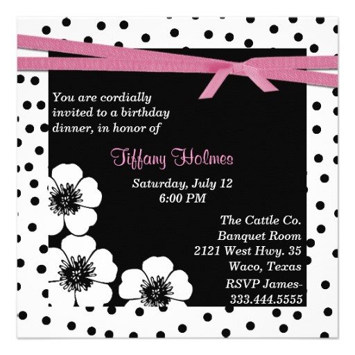 Black and White Polka Dot Birthday Invitations Black White Polka Dot Birthday Invitation 13 Cm X 13 Cm