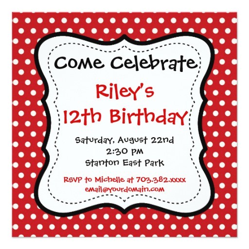 Black and White Polka Dot Birthday Invitations Red Black Polka Dots Birthday Party Invitations 5 25