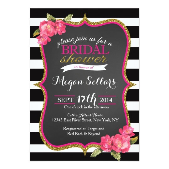 Black White and Gold Bridal Shower Invitations Pink Gold Black White Bridal Shower Invitation