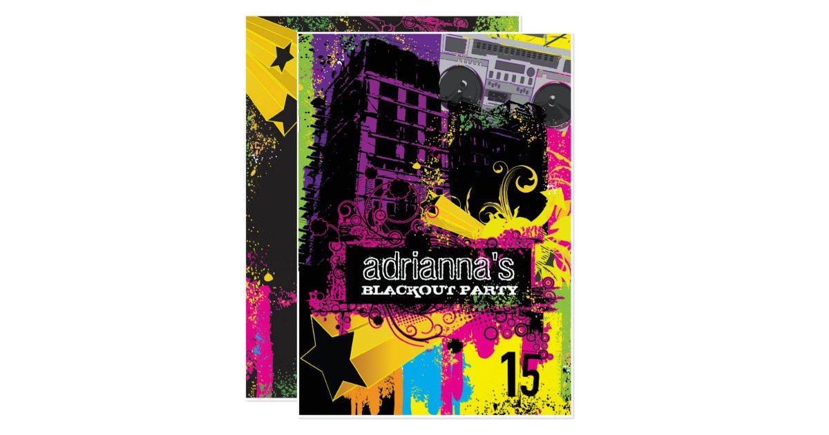 Blackout Party Invitations 311 Urban Setting Blackout Party Card