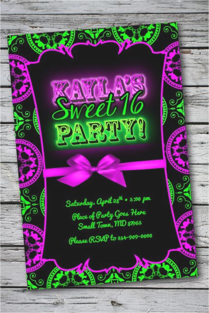 Blackout Party Invitations Templates 95 Neon Sweet 16 Party Ideas Your Baby Girl Has Grown