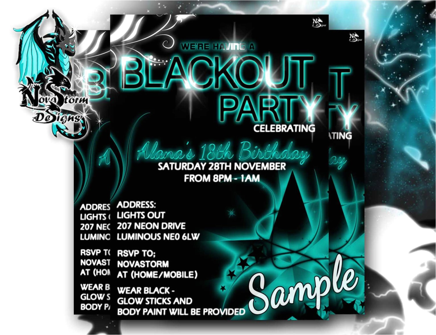 Blackout Party Invitations Templates Blackout Party Invitations Uv Glow Dance Party Blacklight