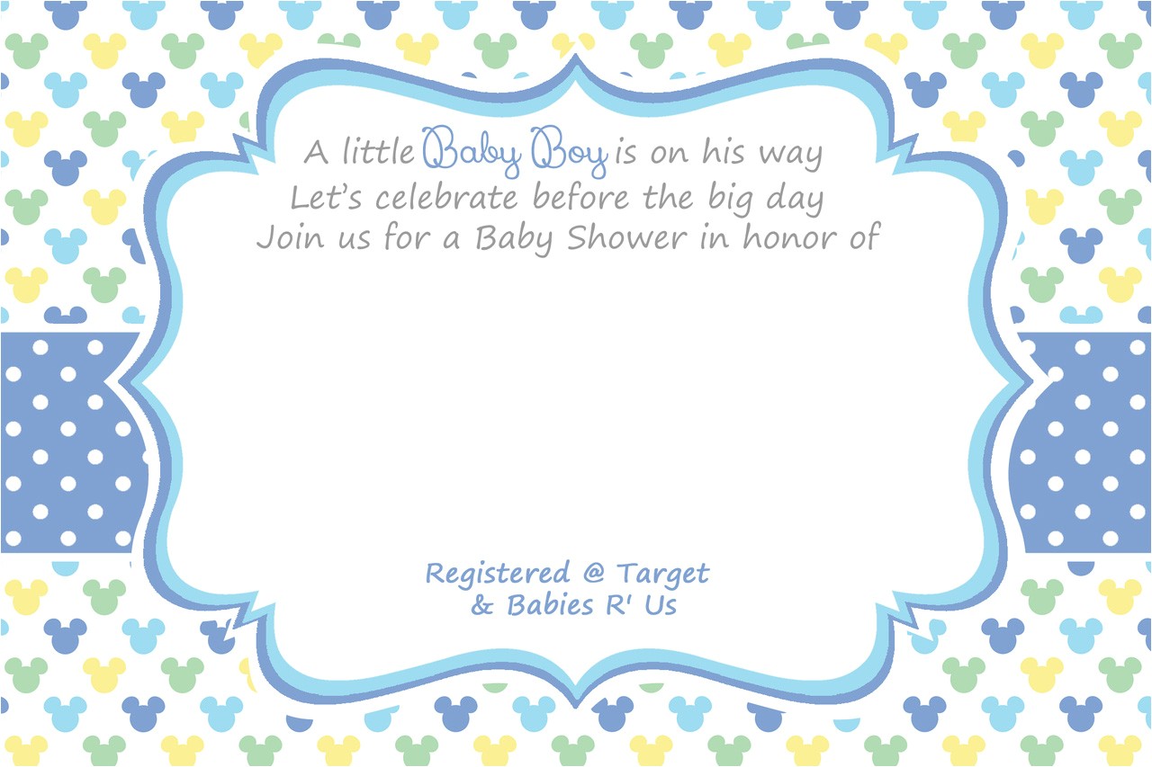 Blank Baby Boy Shower Invites Free Printable Mickey Mouse Baby Shower Invitation