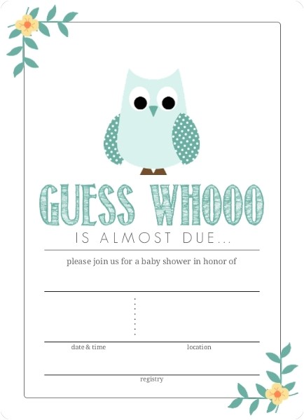 Blank Owl Baby Shower Invitations Teal Blue Owl Fill In the Blank Baby Shower Invitation