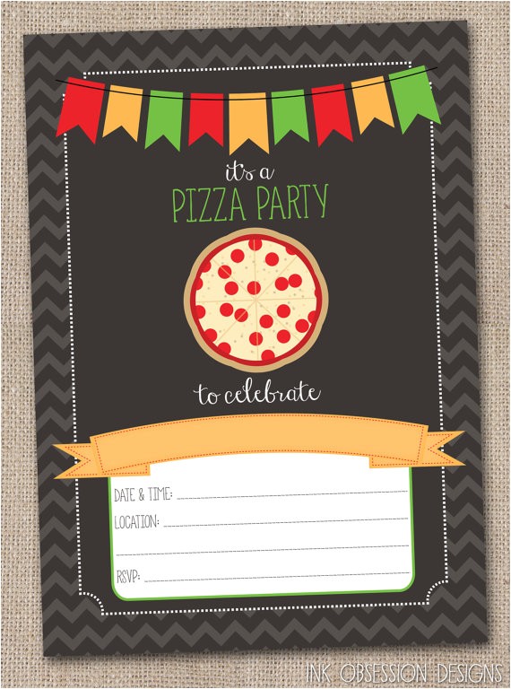 Blank Pizza Party Invitation Template Instant Download Pizza Party Invitation by Inkobsessiondesigns
