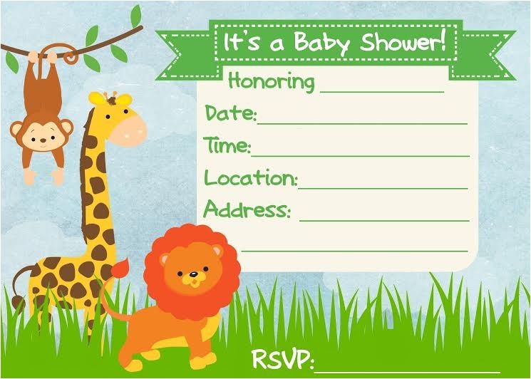 Blank Safari Baby Shower Invitations Baby Shower Invitation Jungle theme