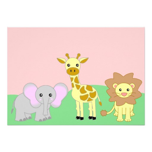 Blank Safari Baby Shower Invitations Jungle Baby Animals Baby Shower Invitations Blank 5&quot; X 7