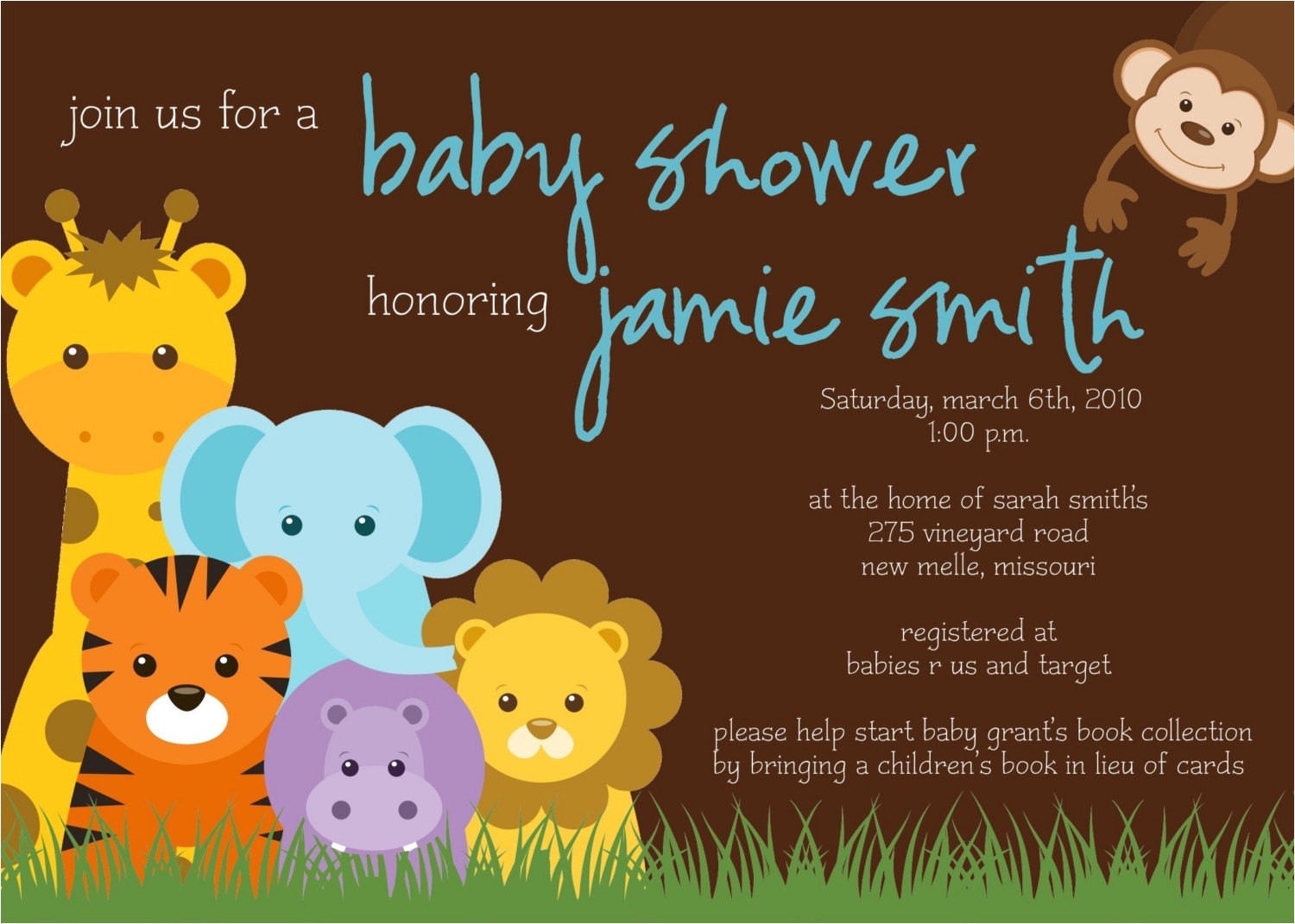 Blank Safari Baby Shower Invitations Jungle theme Baby Shower Invitation