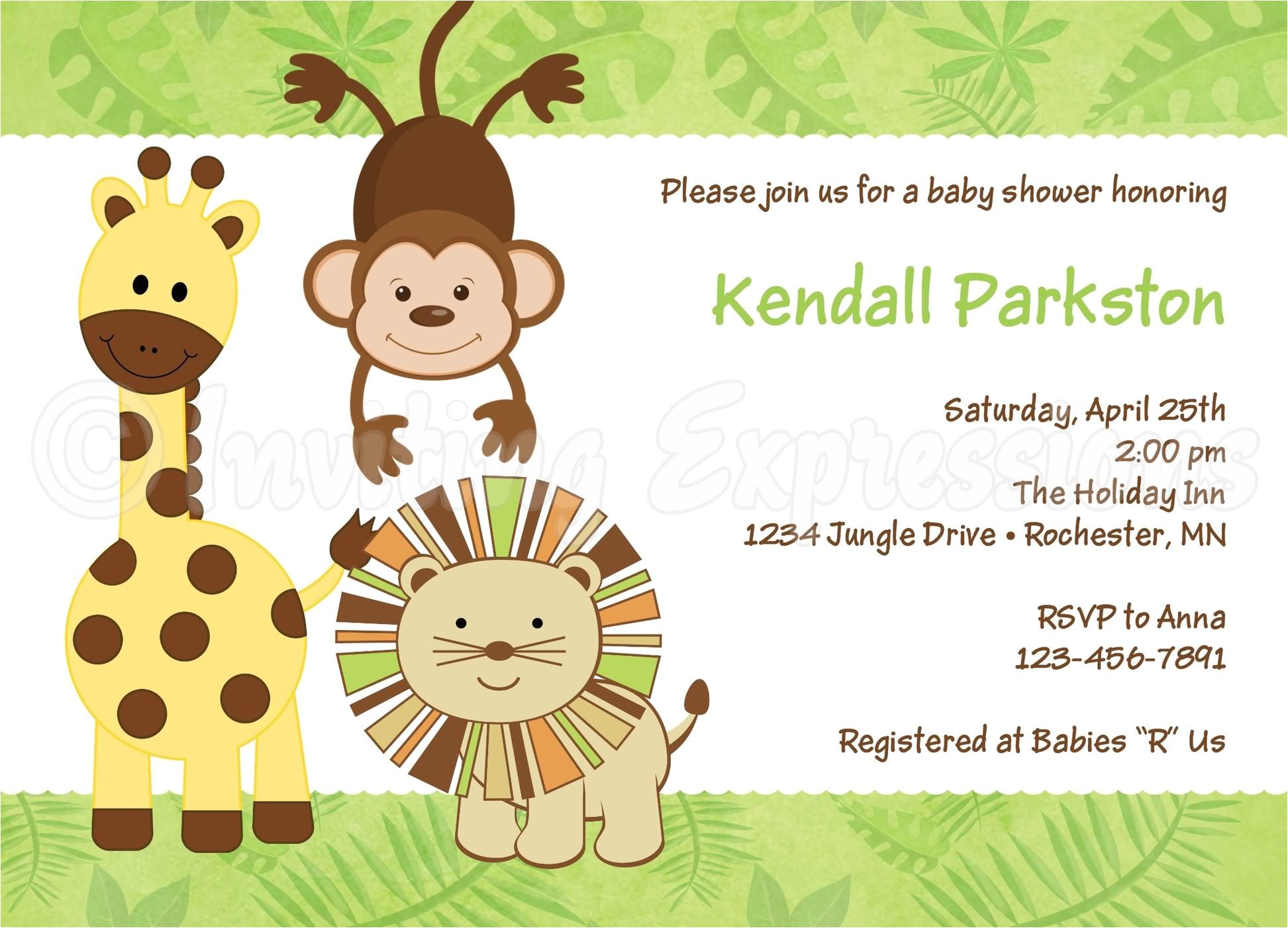 Blank Safari Baby Shower Invitations theme Blank Baby Shower Invitations Jungle