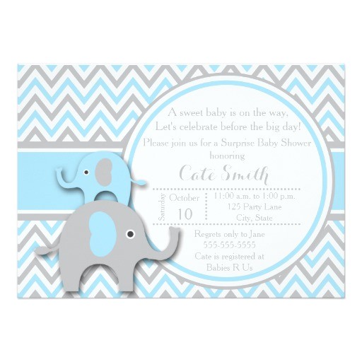 Blue and Gray Elephant Baby Shower Invitations Elephant Baby Shower Invitations Blue and Gray Card