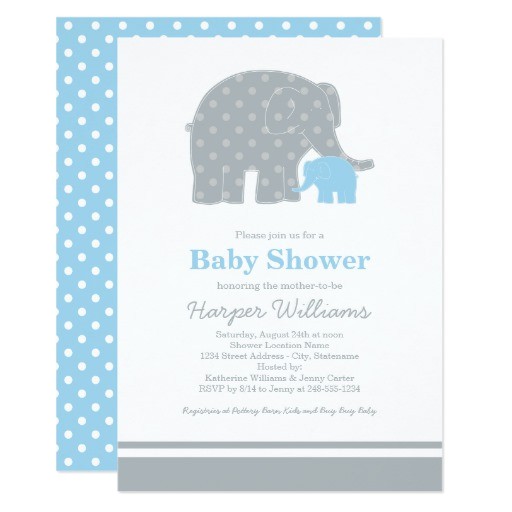 Blue and Gray Elephant Baby Shower Invitations Elephant Baby Shower Invitations Light Blue Gray