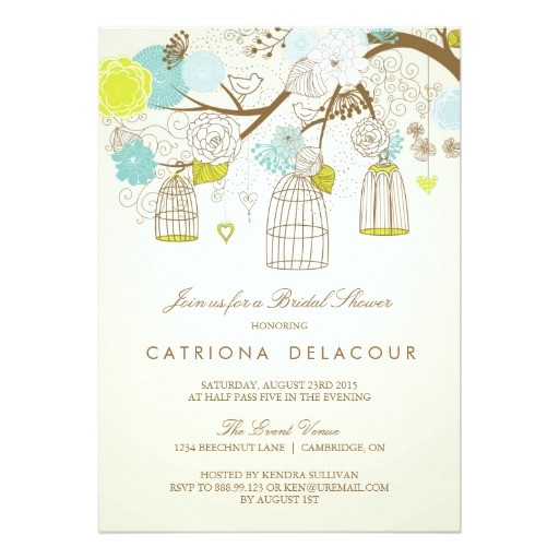 Blue and Yellow Bridal Shower Invitations Blue and Yellow Birdcages Bridal Shower Invitation
