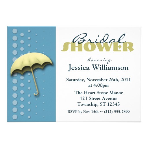 Blue and Yellow Bridal Shower Invitations Umbrella Blue & Yellow Bridal Shower Invitations
