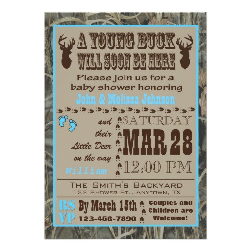 Blue Camo Baby Shower Invitations Blue Hunting Camo Baby Shower Invitations