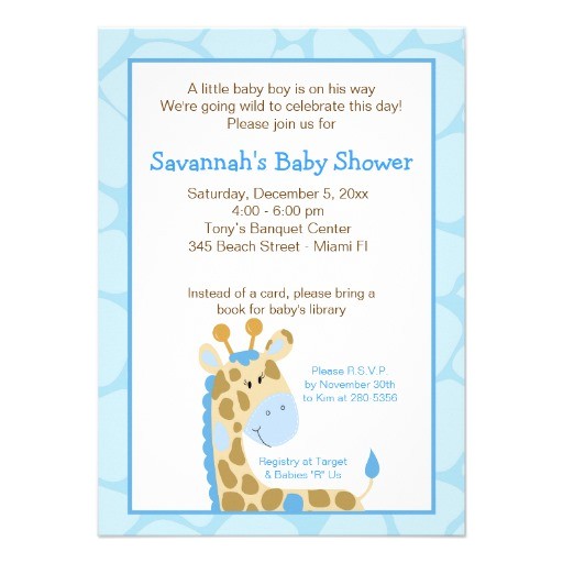 Blue Giraffe Baby Shower Invitations Blue Giraffe Boy Baby Shower Invitation 4 5" X 6 25