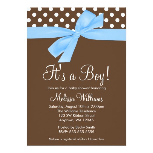 Blue Green Brown Baby Shower Invitations Blue Brown Bow Polka Dot Baby Shower Invitations