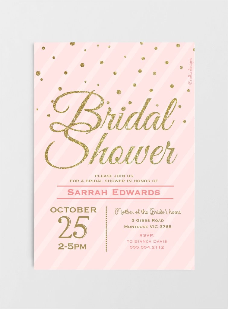 Blush Pink and Gold Bridal Shower Invitations Blush Pink Gold Glitter Bridal Shower Invitations