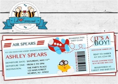Boarding Pass Baby Shower Invitations Airplane Aviator Baby Shower Invitation