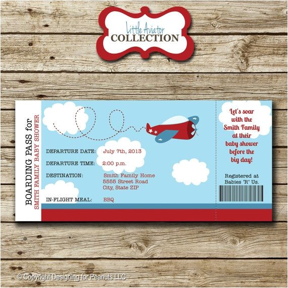 Boarding Pass Baby Shower Invitations Airplane Baby Shower Ticket Invitation