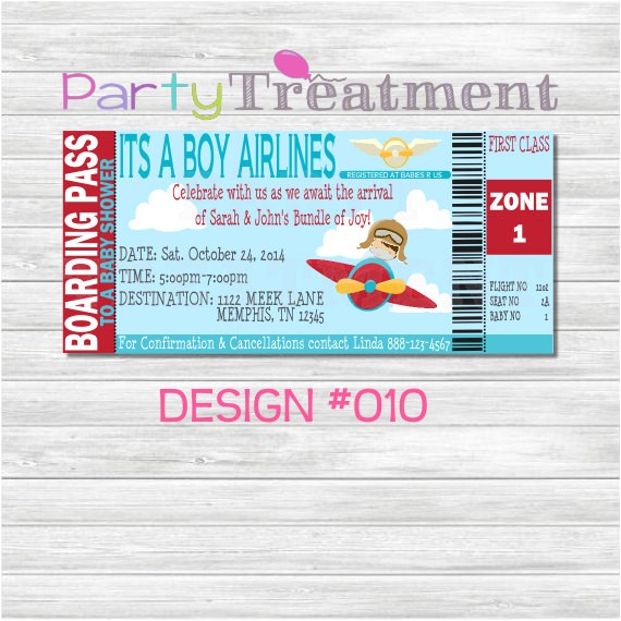 Boarding Pass Baby Shower Invitations Baby Shower Boarding Pass Invitation 010