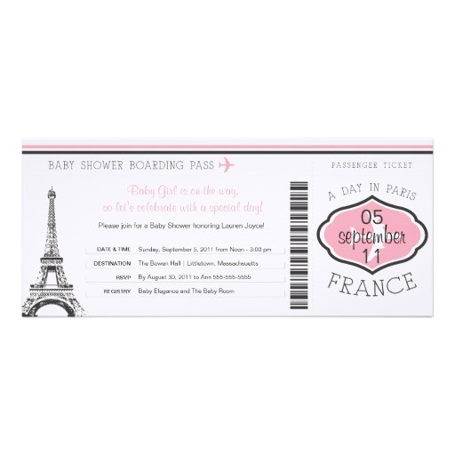 Boarding Pass Baby Shower Invitations Baby Shower Boarding Pass to Paris 4×9 25 Paper Invitation
