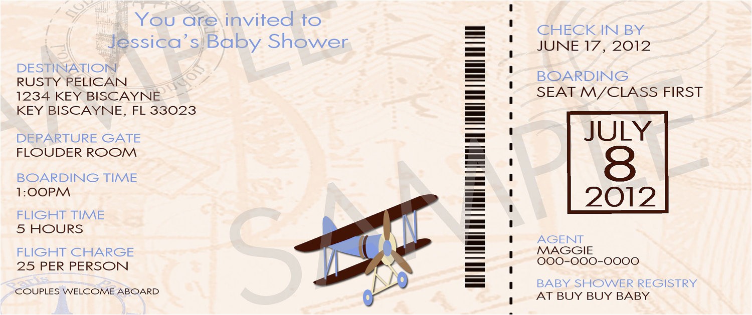 Boarding Pass Baby Shower Invitations Diy Printable Vintage Airplane Boarding Pass Baby Shower